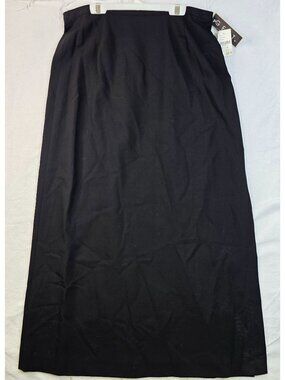 Gett Wool Midi Pencil Skirt XL Black Academia Preppy Capsule Office Quiet Luxury